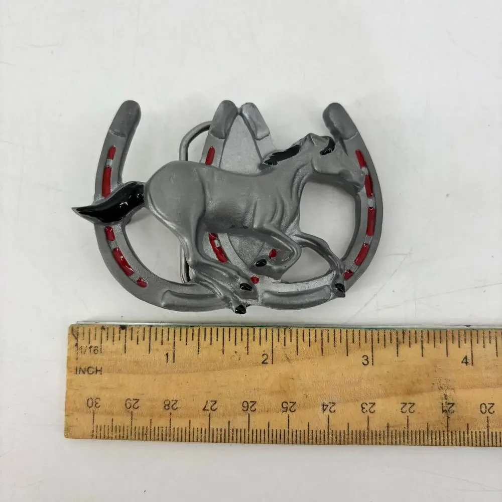 Great American Buckle Co. Horse & Horseshoe Belt Buckle Enamel